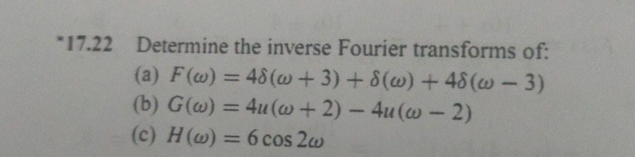 Solved * 17.22 Determine the inverse Fourier transforms of: | Chegg.com
