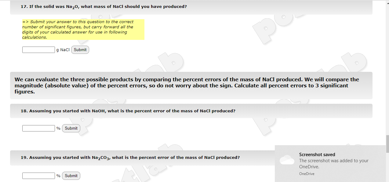 Solved 13. Assuming You Produced Na20, What Is The Percen