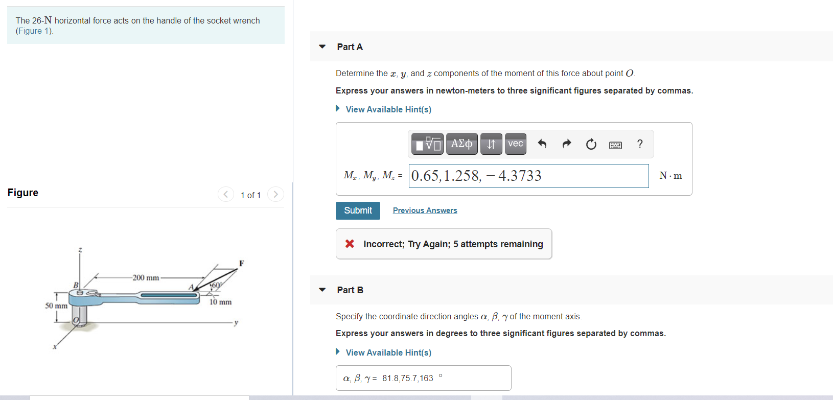 Solved The 26-N horizontal force acts on the handle of the | Chegg.com