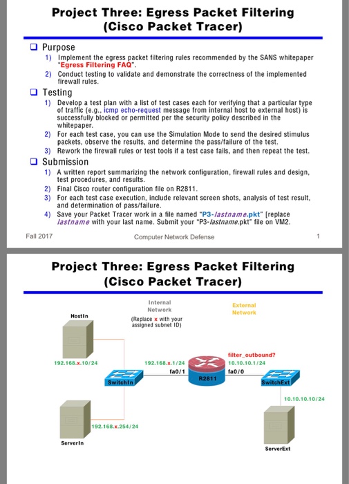 Solved Project Three Egress Packet Filtering (Cisco Packet