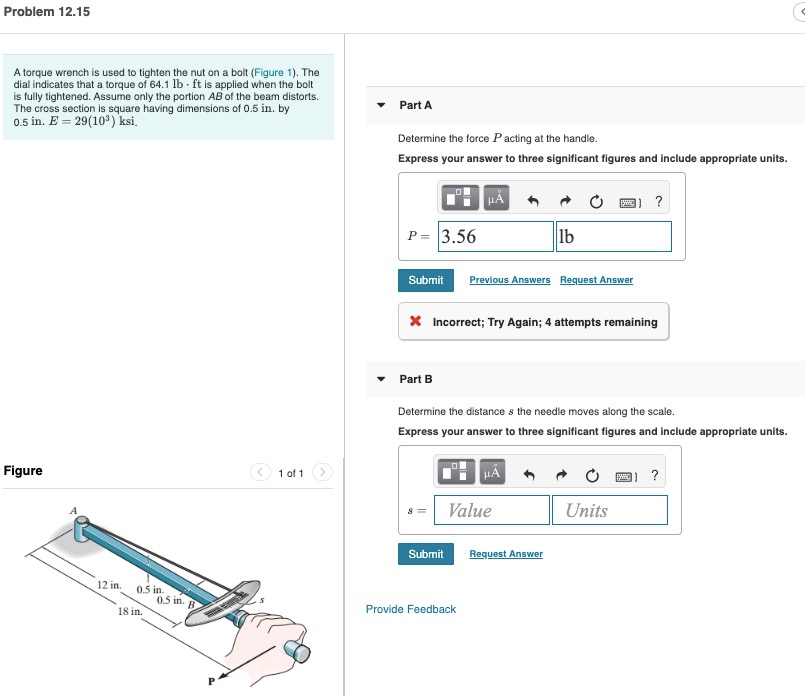 Solved Problem 12.15 A torque Wrench is used to tighten the | Chegg.com