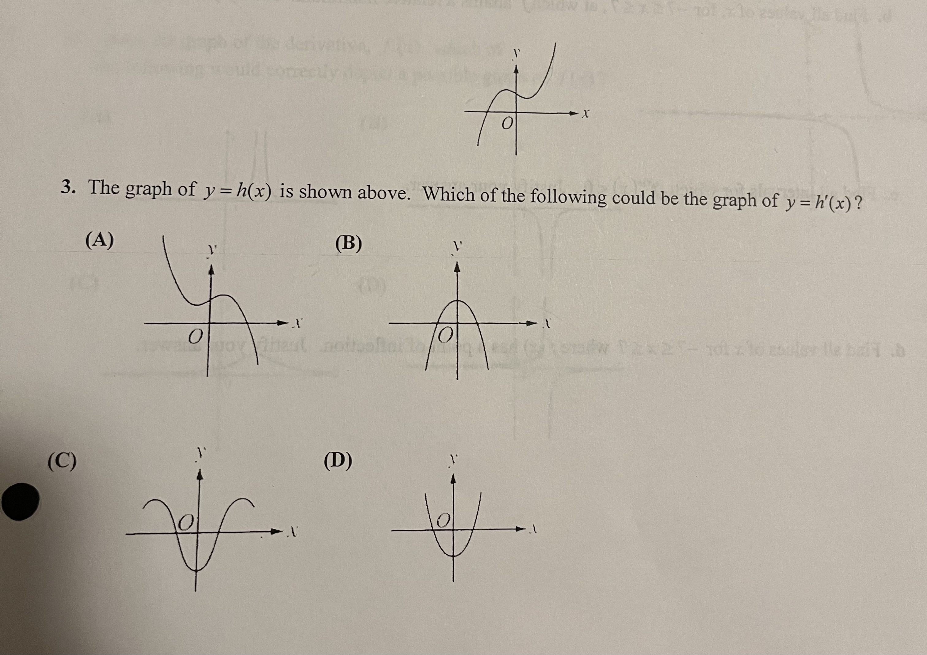 Solved 3. The graph of y=h(x) is shown above. Which of the | Chegg.com