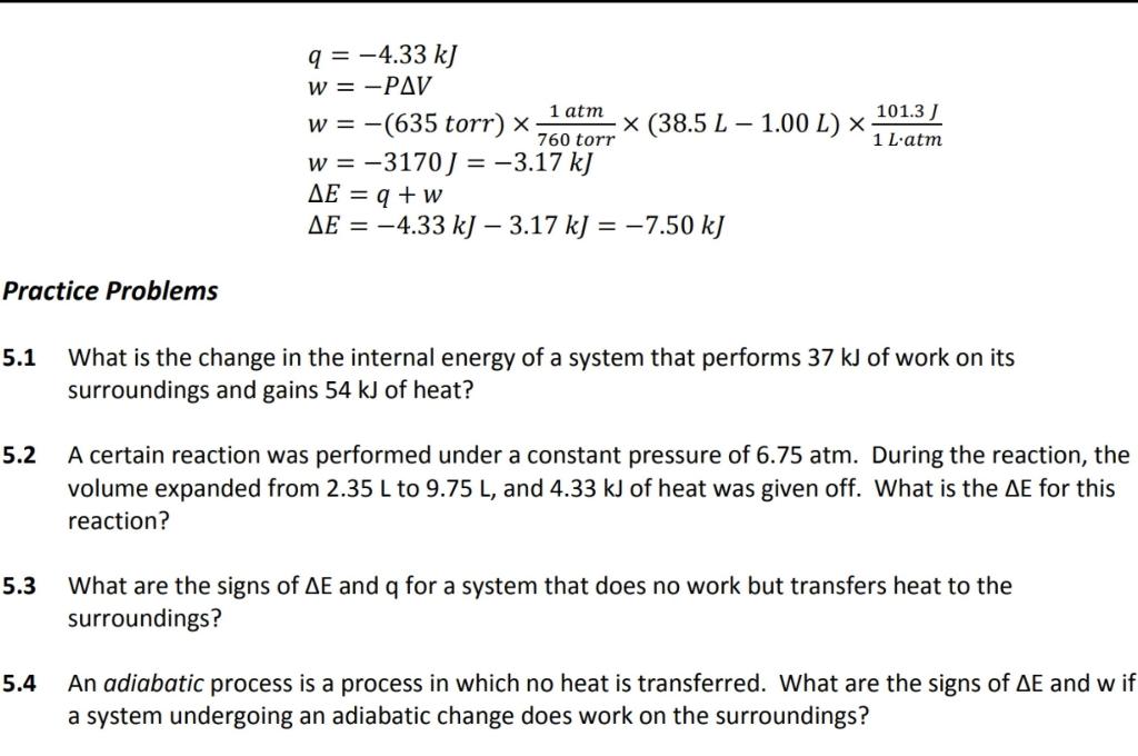 Solved 1 Atm Q 4 33 Kj W Pav W 635 Torr X 38 Chegg Com