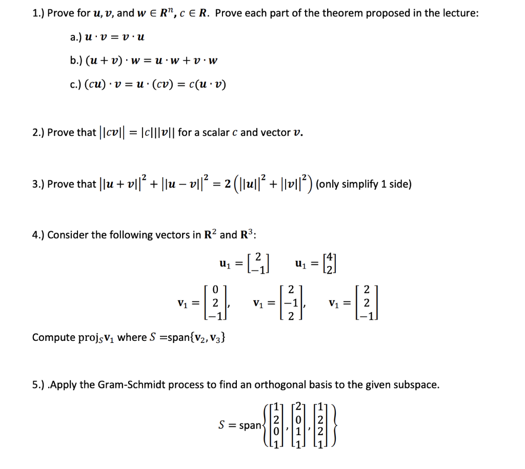 Solved 1 Prove For U V And W Er Cer Prove Each Part Chegg Com