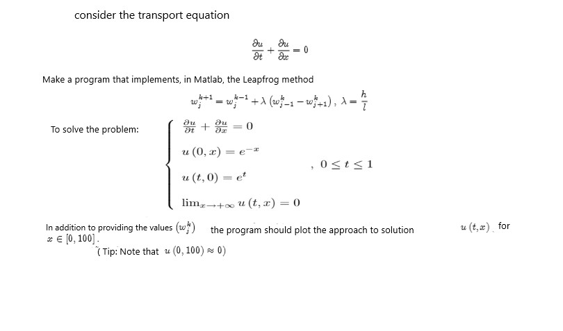 Solved Consider The Transport Equation Make A Program That 