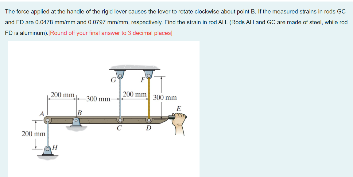 Solved The Force Applied At The Handle Of The Rigid Lever | Chegg.com