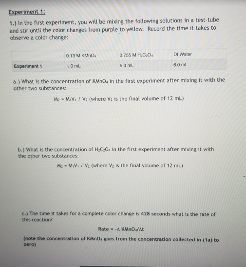 Solved Experiment 1: 1.) In the first experiment, you will | Chegg.com