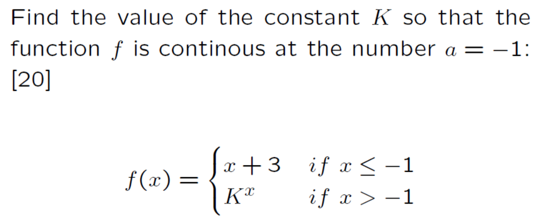 Solved Find the value of the constant K so that the function | Chegg.com