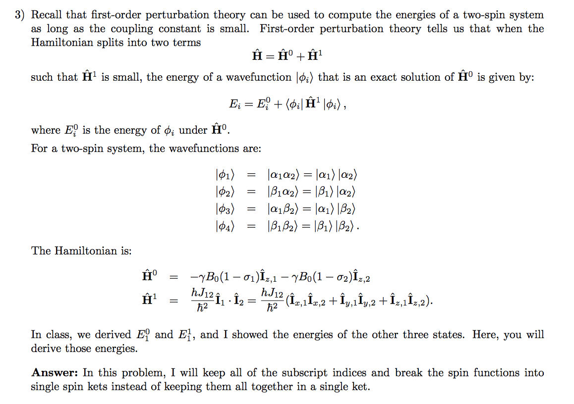 Solved 3) Recall That First-order Perturbation Theory Can Be | Chegg.com