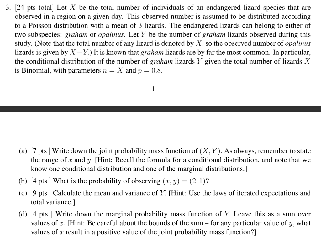 Solved 3. [24 pts total] Let X be the total number of | Chegg.com