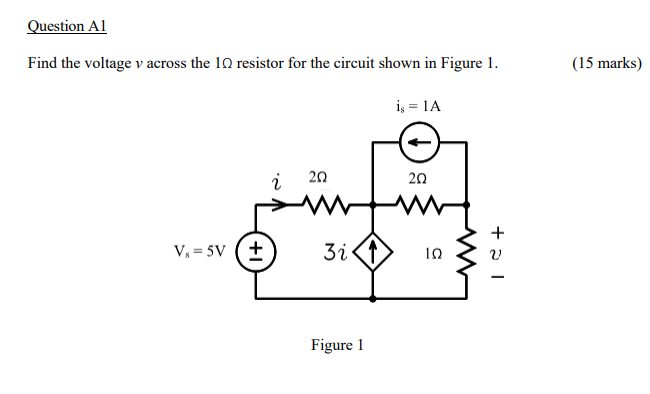 Solved Find The Voltage V Across The 1Ω Resistor For The | Chegg.com