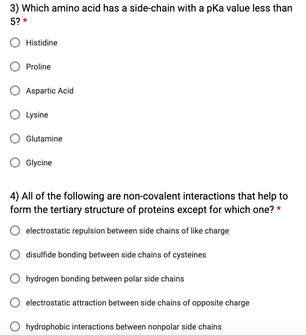 Solved 3) Which amino acid has a sidechain with a pka value