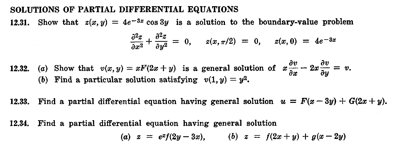 Solved SOLUTIONS OF PARTIAL DIFFERENTIAL EQUATIONS 12.31. | Chegg.com