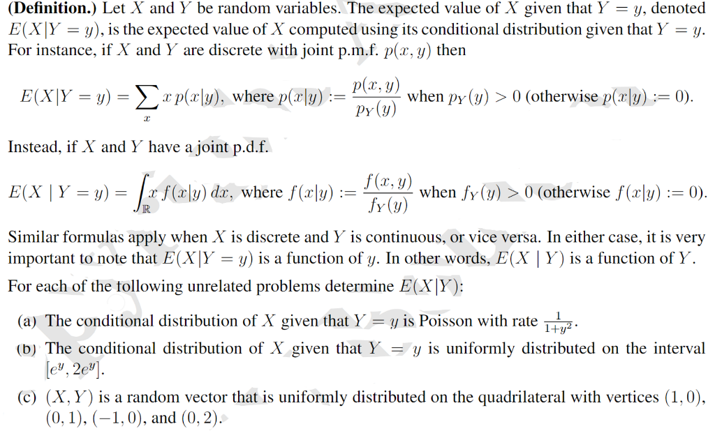 Definition Let X And Y Be Random Variables The Chegg Com