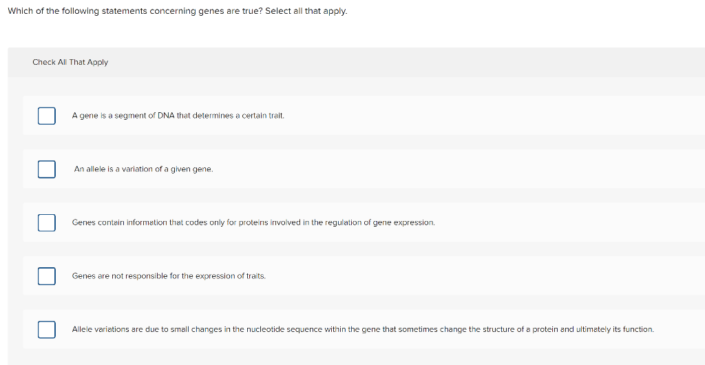 Solved Which of the following statements concerning genes | Chegg.com