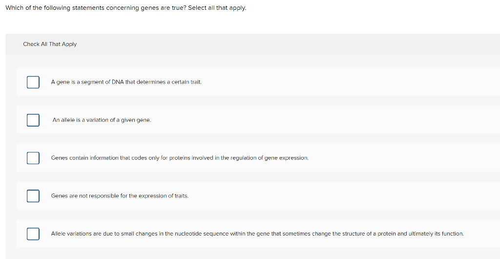 Solved Which Of The Following Statements Concerning Genes | Chegg.com