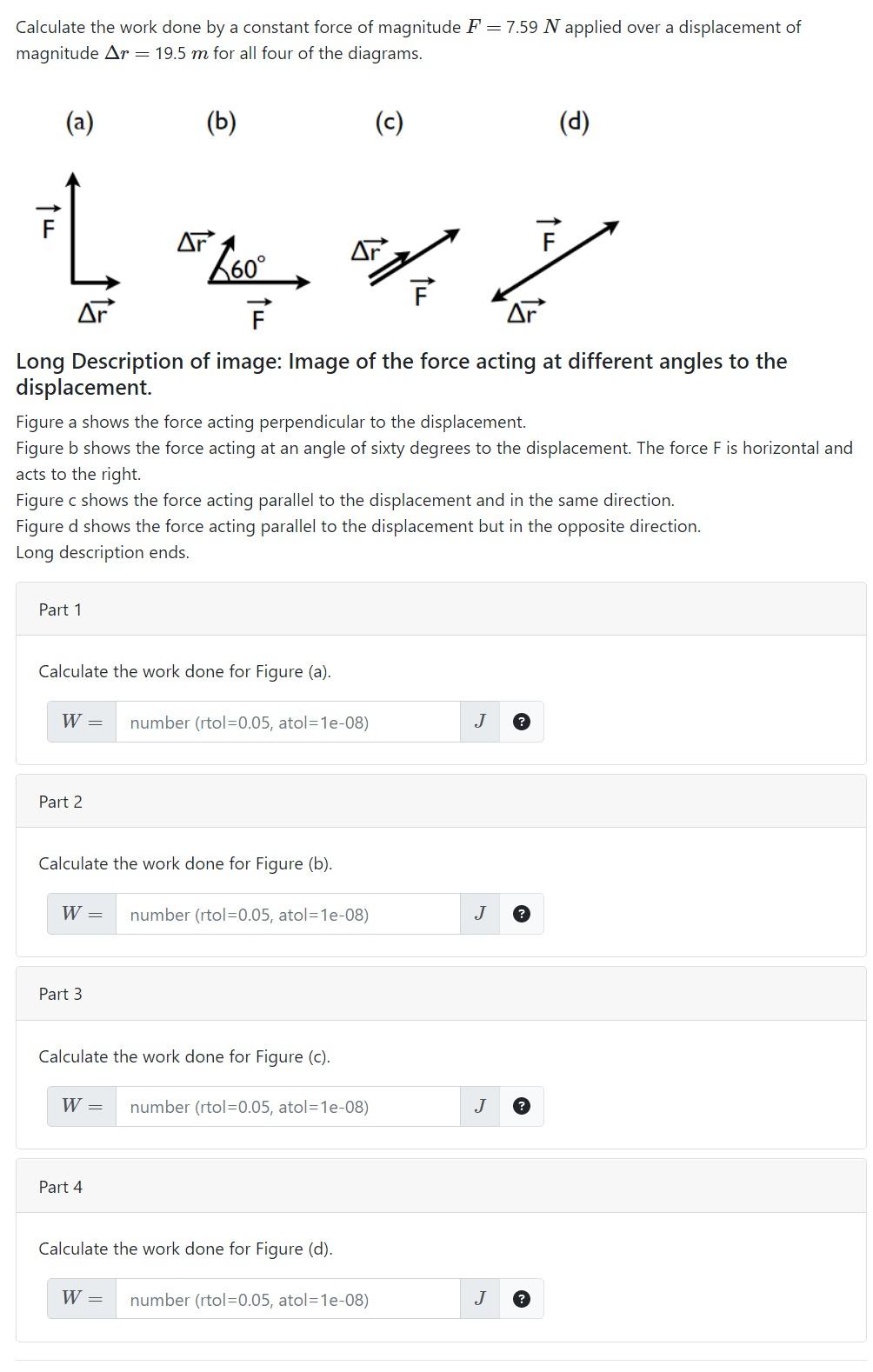Solved Calculate the work done by a constant force of | Chegg.com