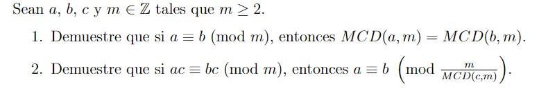 Solved Let A, B, C And M ∈Z Such That M ≥2. 1. Show That If | Chegg.com