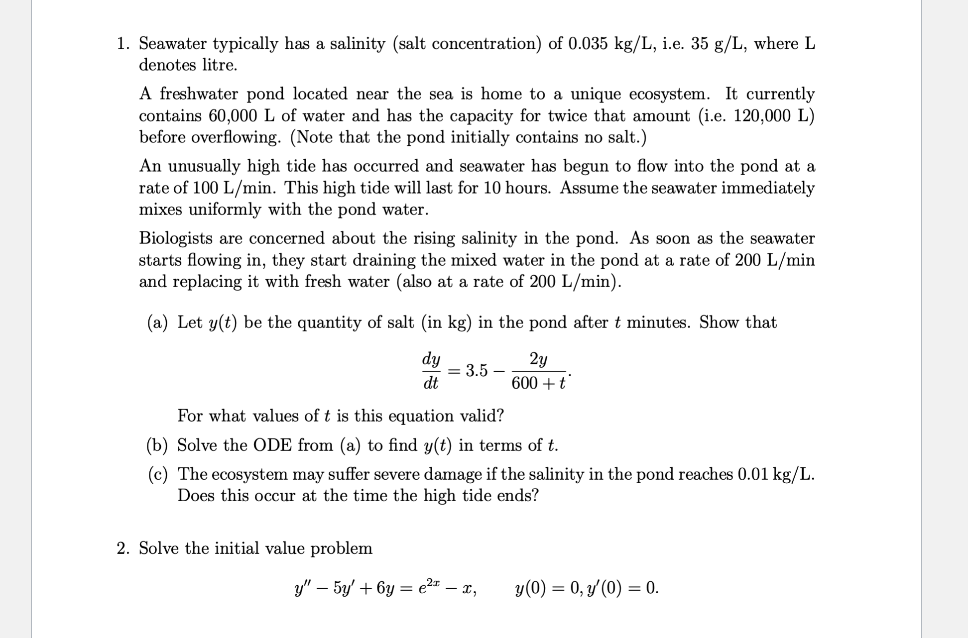Solved Seawater typically has a salinity (salt | Chegg.com