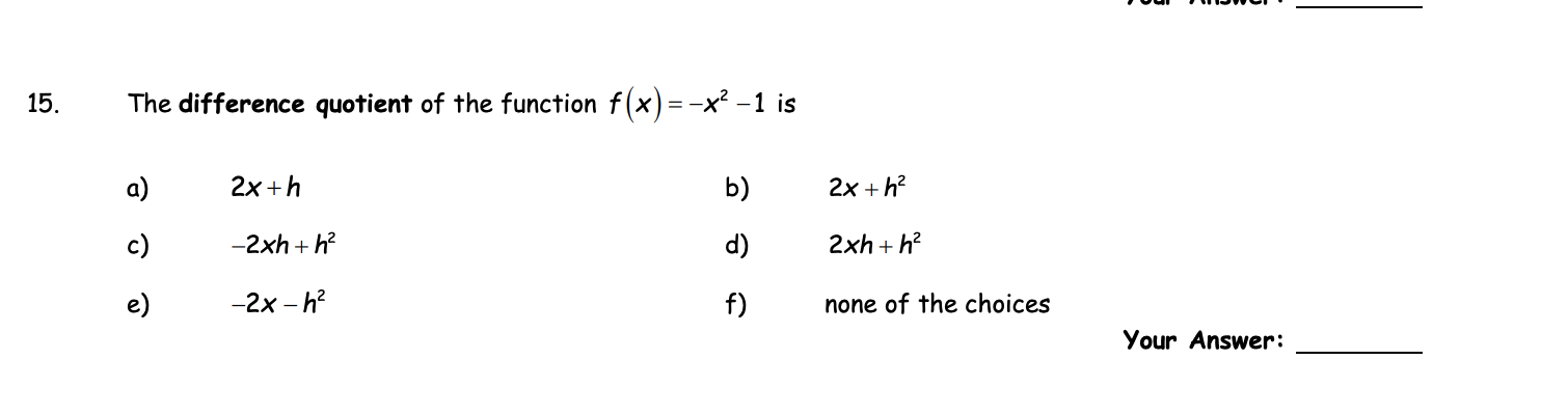 Solved 15. The difference quotient of the function | Chegg.com
