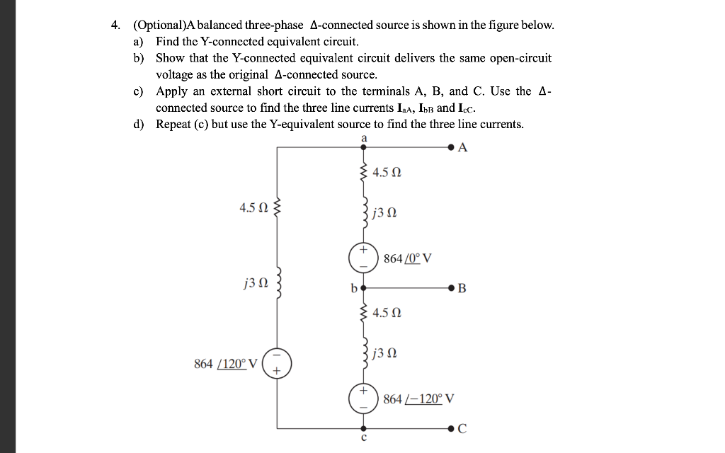 Solved A balanced three-phase ∆-connected source is shown in | Chegg.com