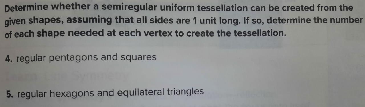 Solved Determine whether a semiregular uniform tessellation | Chegg.com