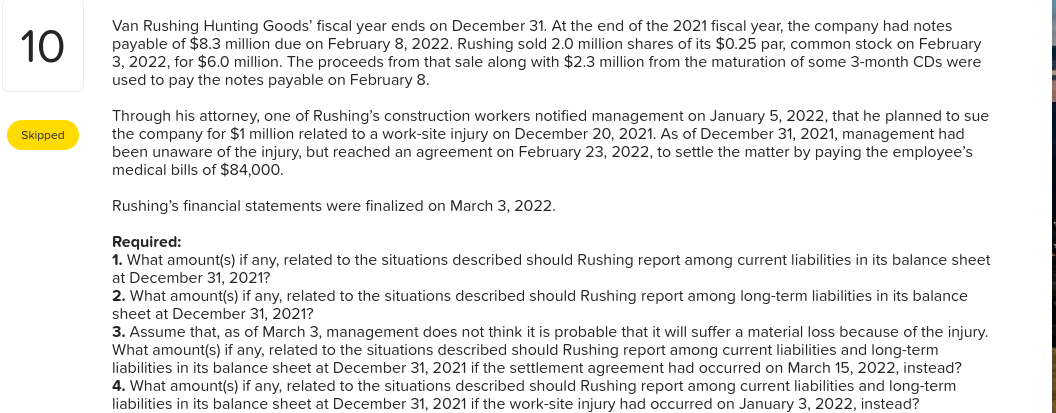 Solved 10 Van Rushing Hunting Goods' fiscal year ends on | Chegg.com