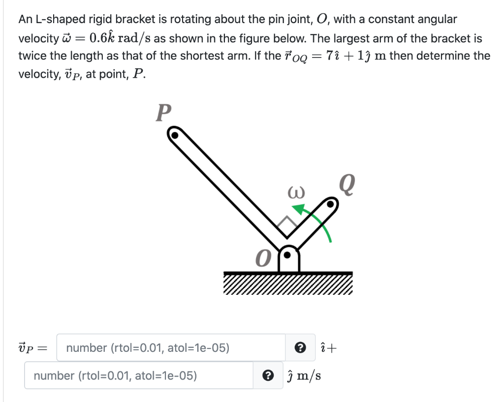 Solved An L-shaped rigid bracket is rotating about the pin | Chegg.com