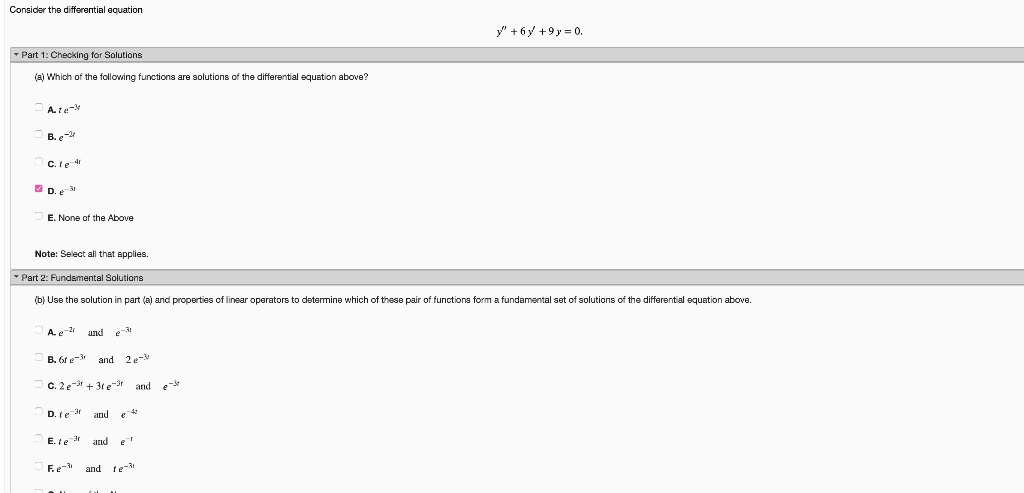 Solved Consider The Differential Equation Y 6y 9y 0