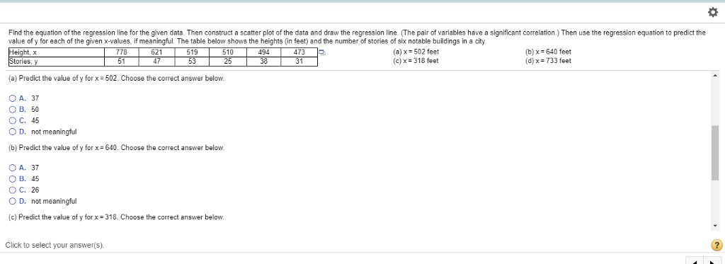 Solved Find the equation of the regression line for the | Chegg.com