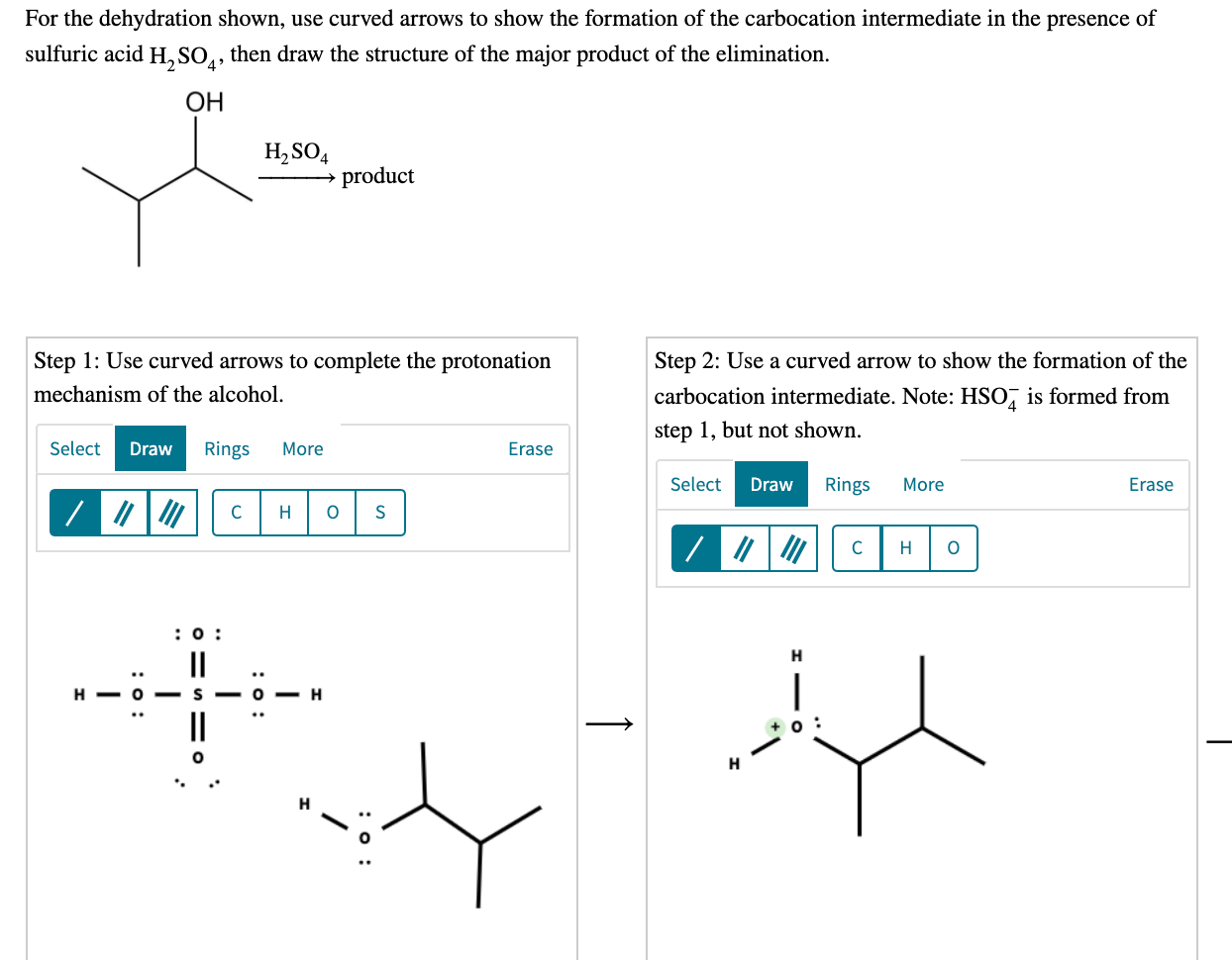 Solved For the dehydration shown, use curved arrows to show | Chegg.com