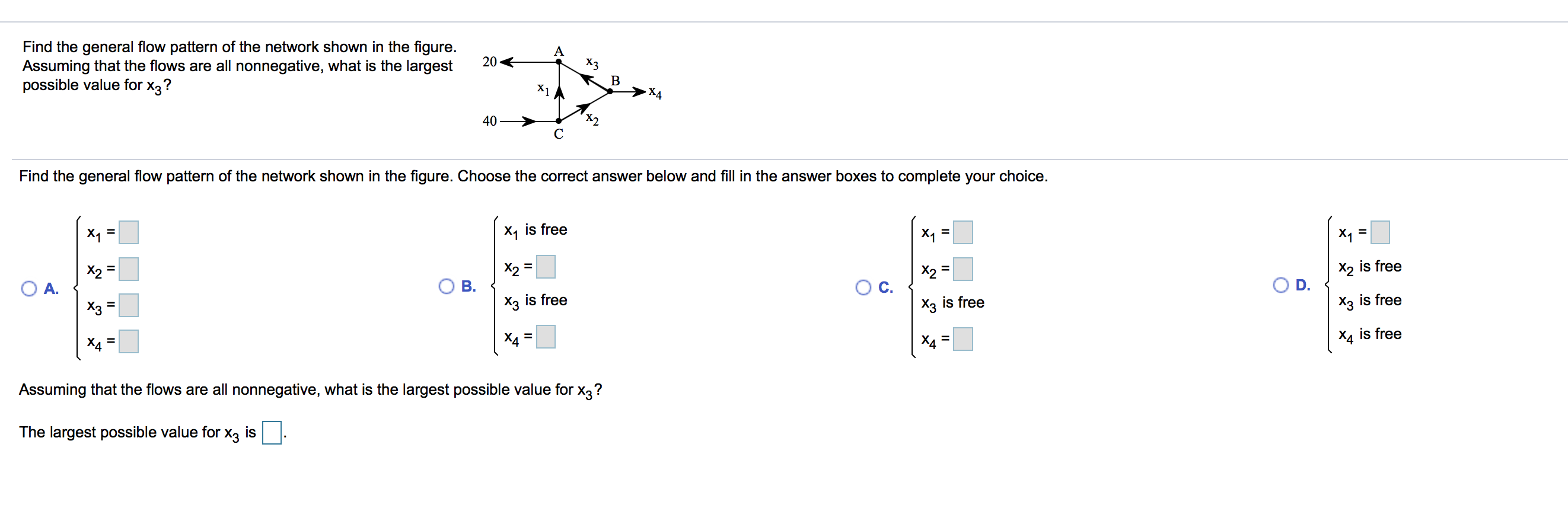 Solved A 20 Find the general flow pattern of the network | Chegg.com