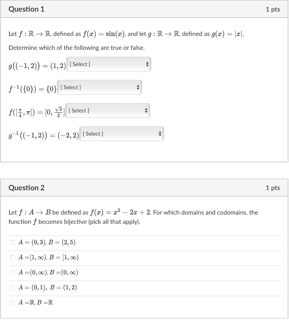 Solved Let F R→r Defined As F X Sin X And Let G R→r