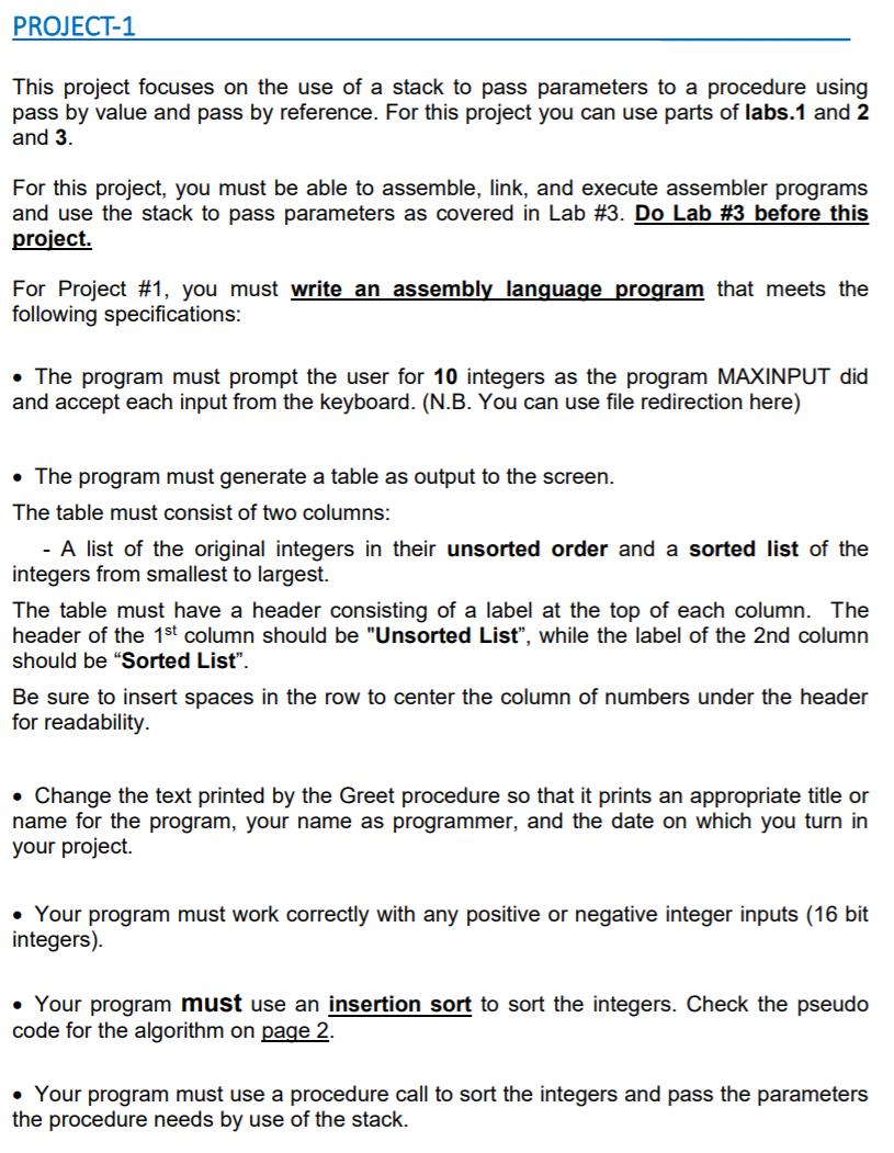 Solved PROJECT-1 This project focuses on the use of a stack | Chegg.com
