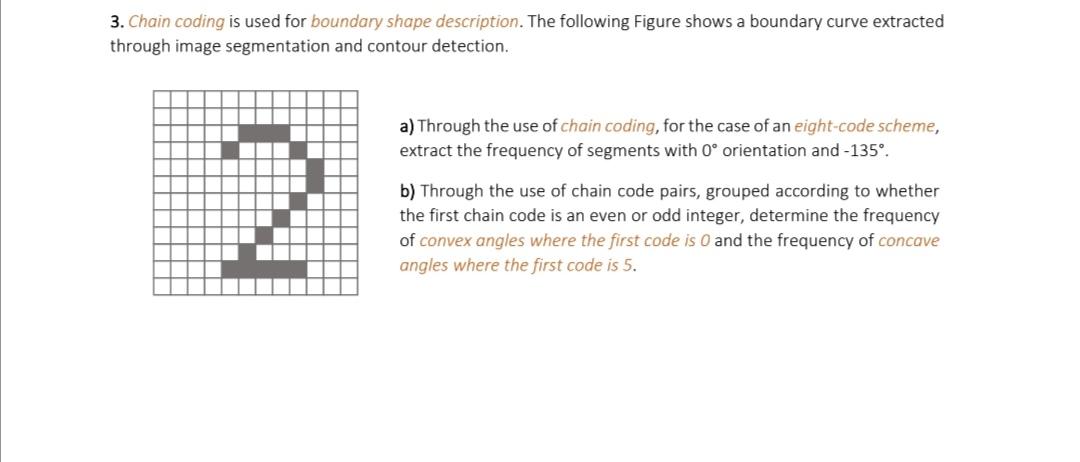 Solved 3. Chain coding is used for boundary shape | Chegg.com