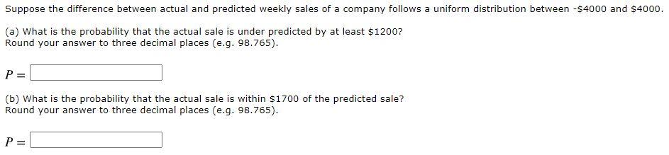 Solved Suppose the difference between actual and predicted | Chegg.com