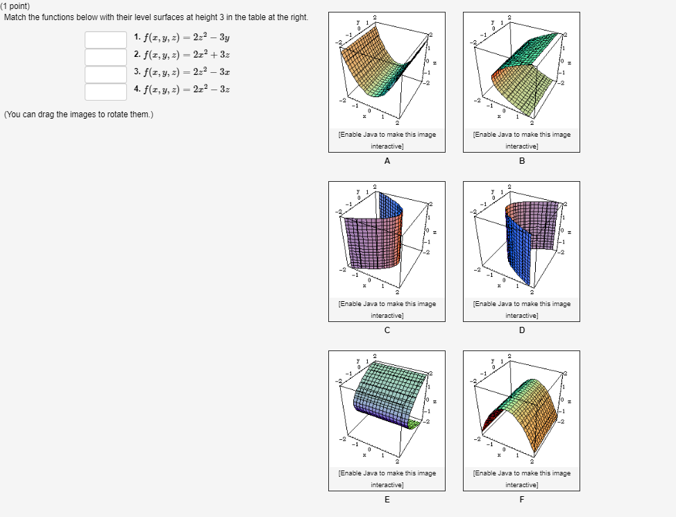 Solved (1 point) Match the functions below with their level | Chegg.com