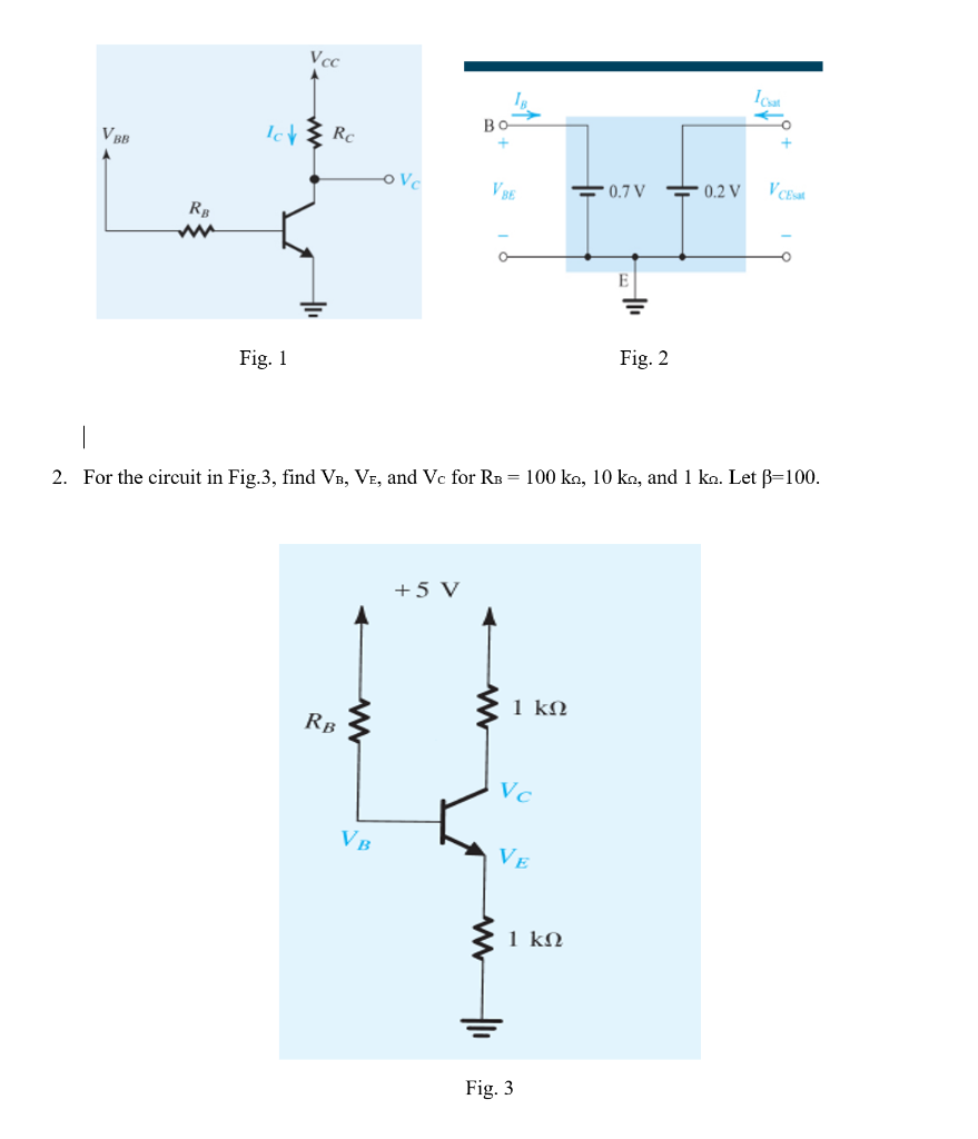 Solved 1. Consider the circuit of Fig 1. below for the case | Chegg.com
