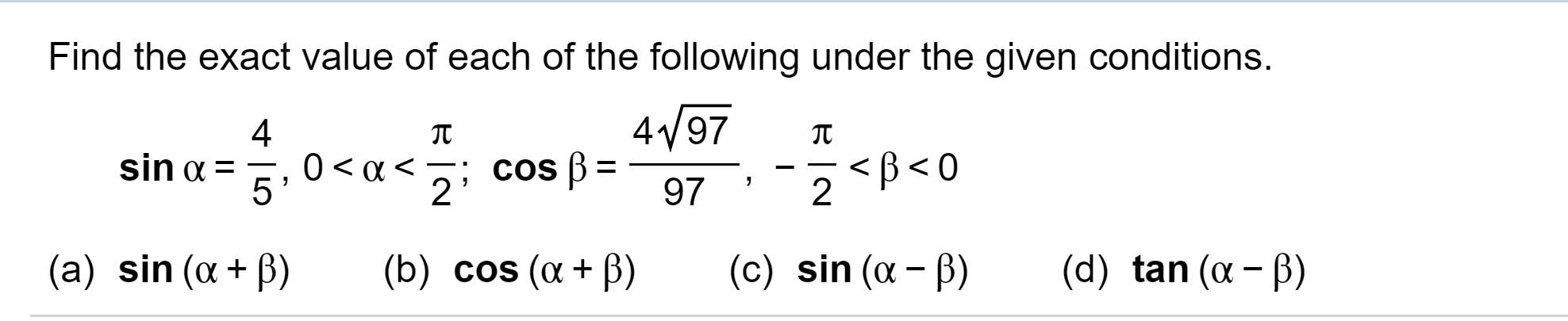 Solved Find the exact value of each of the following under | Chegg.com