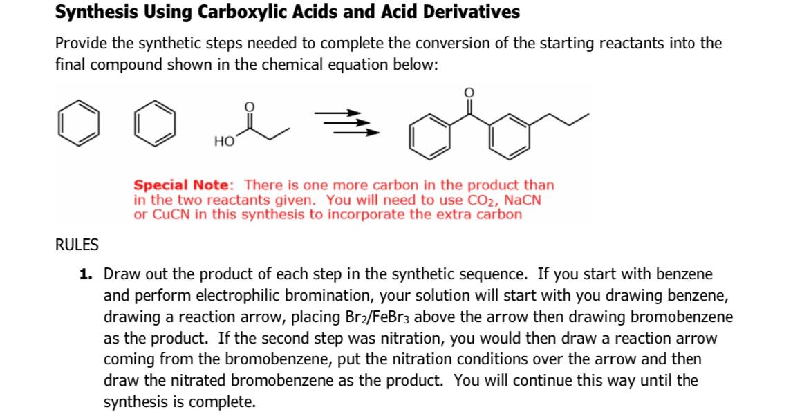 Solved Synthesis Using Carboxylic Acids and Acid Derivatives | Chegg.com