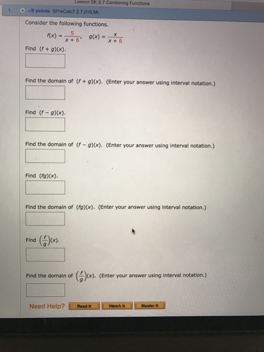 Solved Consider The Following Functions F X 5 X 6