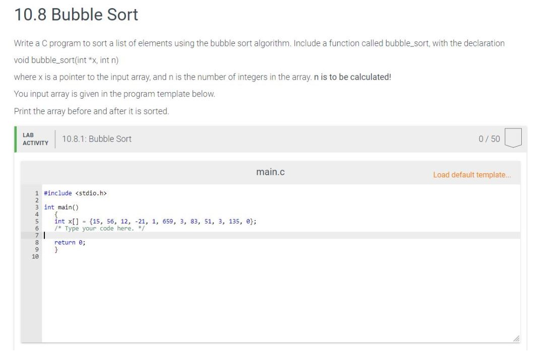 C program for sorting of array using Bubble sort 