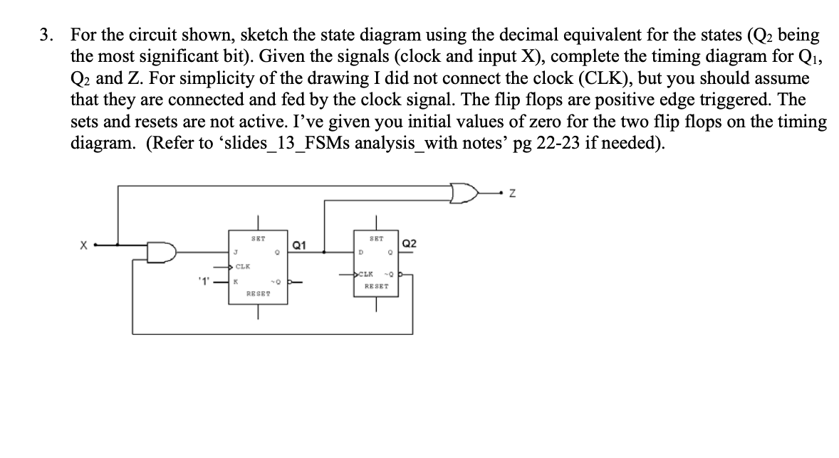 3. For the circuit shown, sketch the state diagram | Chegg.com
