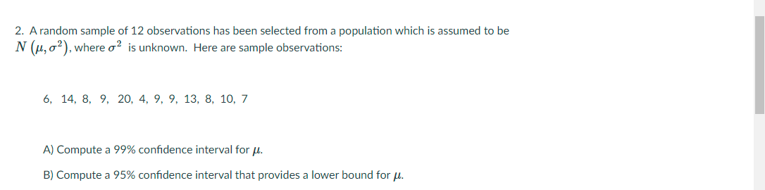 Solved 2. A random sample of 12 observations has been | Chegg.com