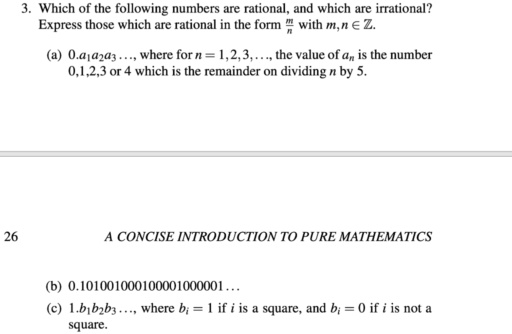 Solved Can You Do 3 (b) Please I Know It Is Irrational But I | Chegg.com