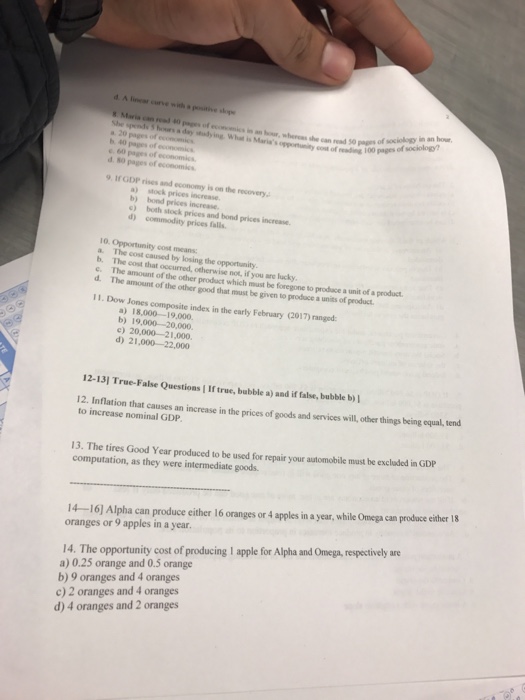 Solved A linear curve with a positive slope Maria can read | Chegg.com