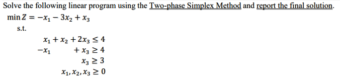 Solved Solve the following linear program using the | Chegg.com