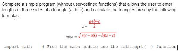 Solved Complete a simple program (without user-defined | Chegg.com