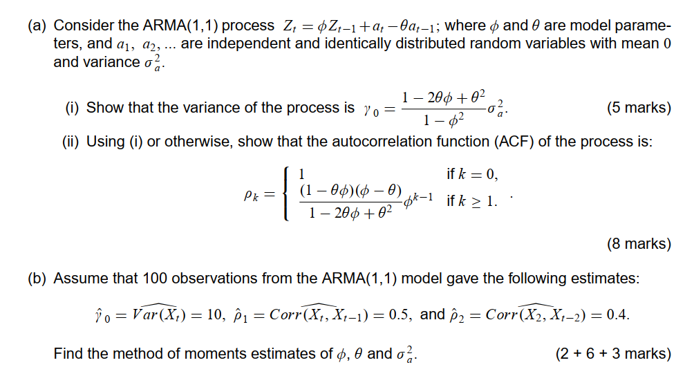 Solved Question Consider Arma Model Xt Axt Et Acompanhe