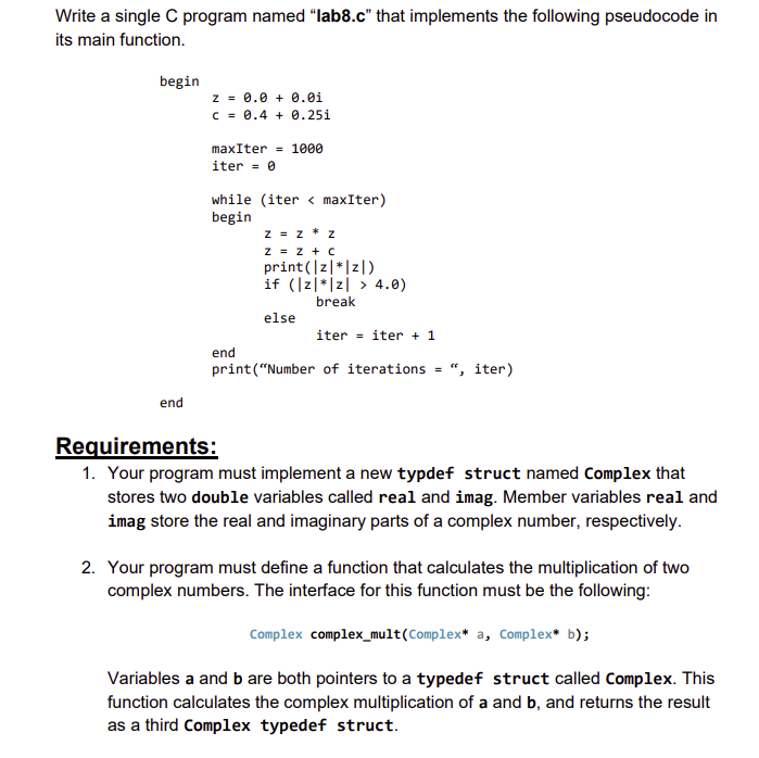 Solved Write A Single C Program Named Lab8c That 8778